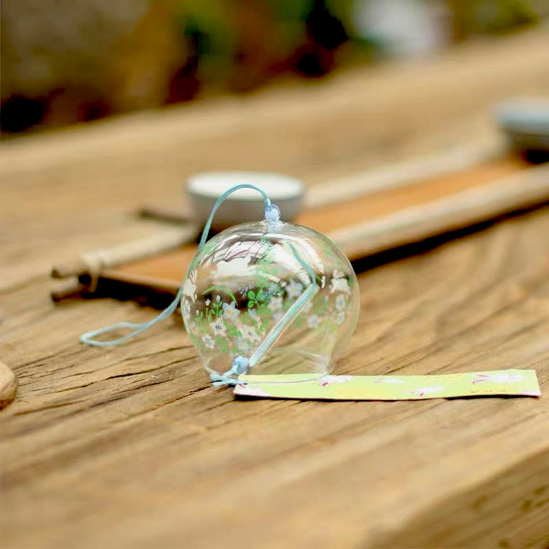 Japanese Glass Moon Bunny Wind Chime Lucky Rabbit Furin