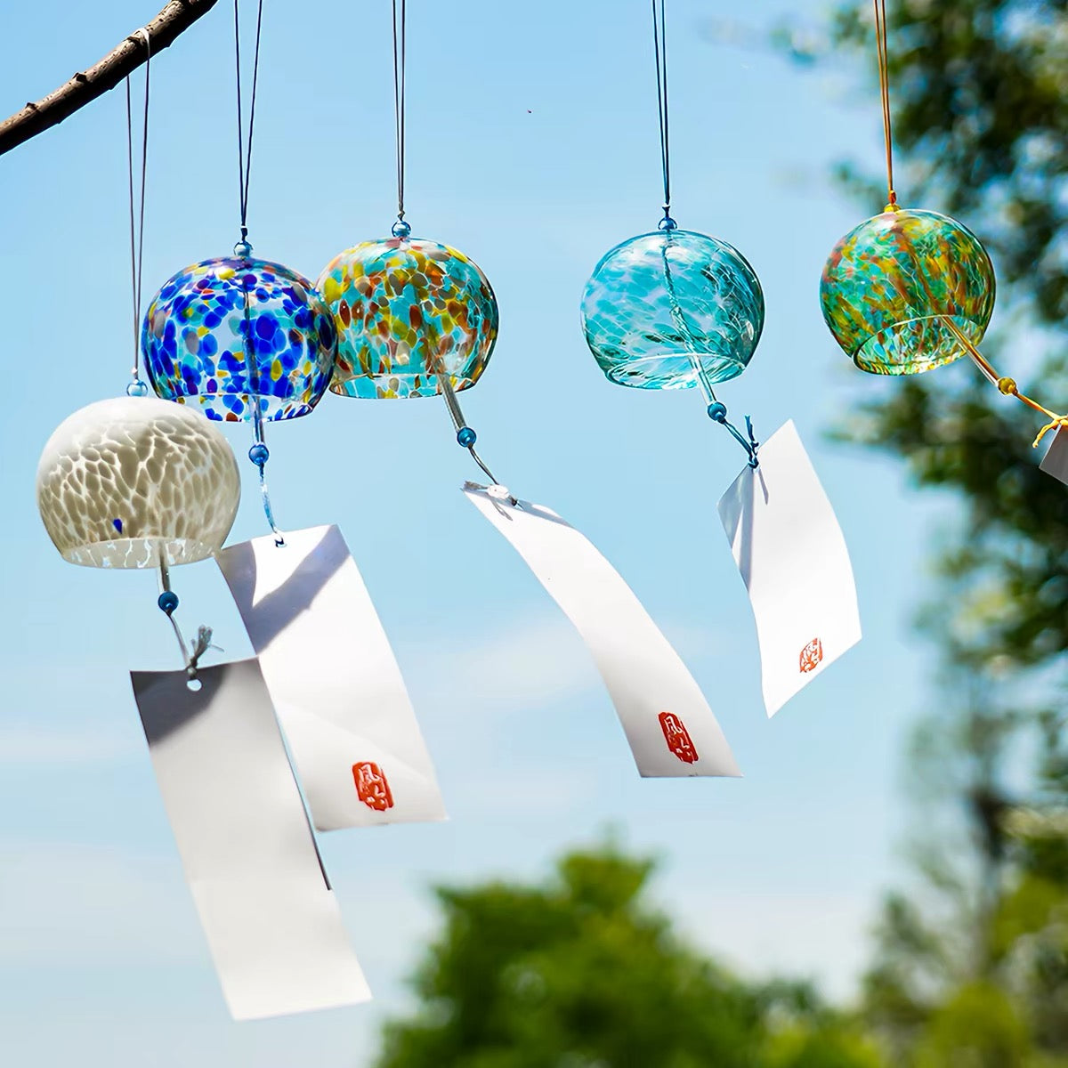 Japanese Mosaic Thick Glass Furin Wind Chime