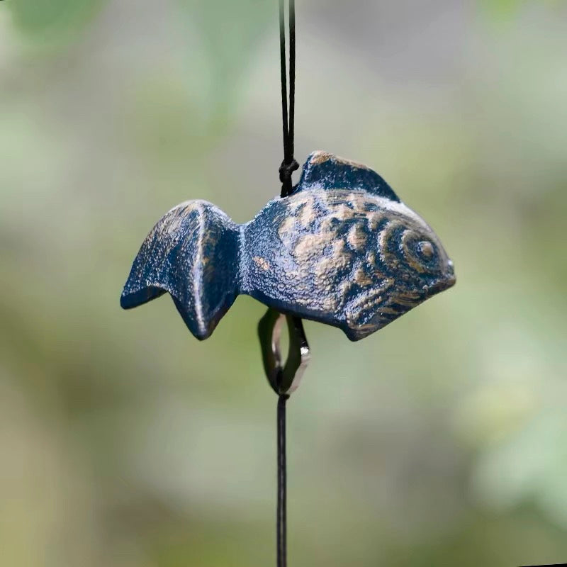 Japanese Cast Iron Red Koi Fish Wind Chime Garden Decor