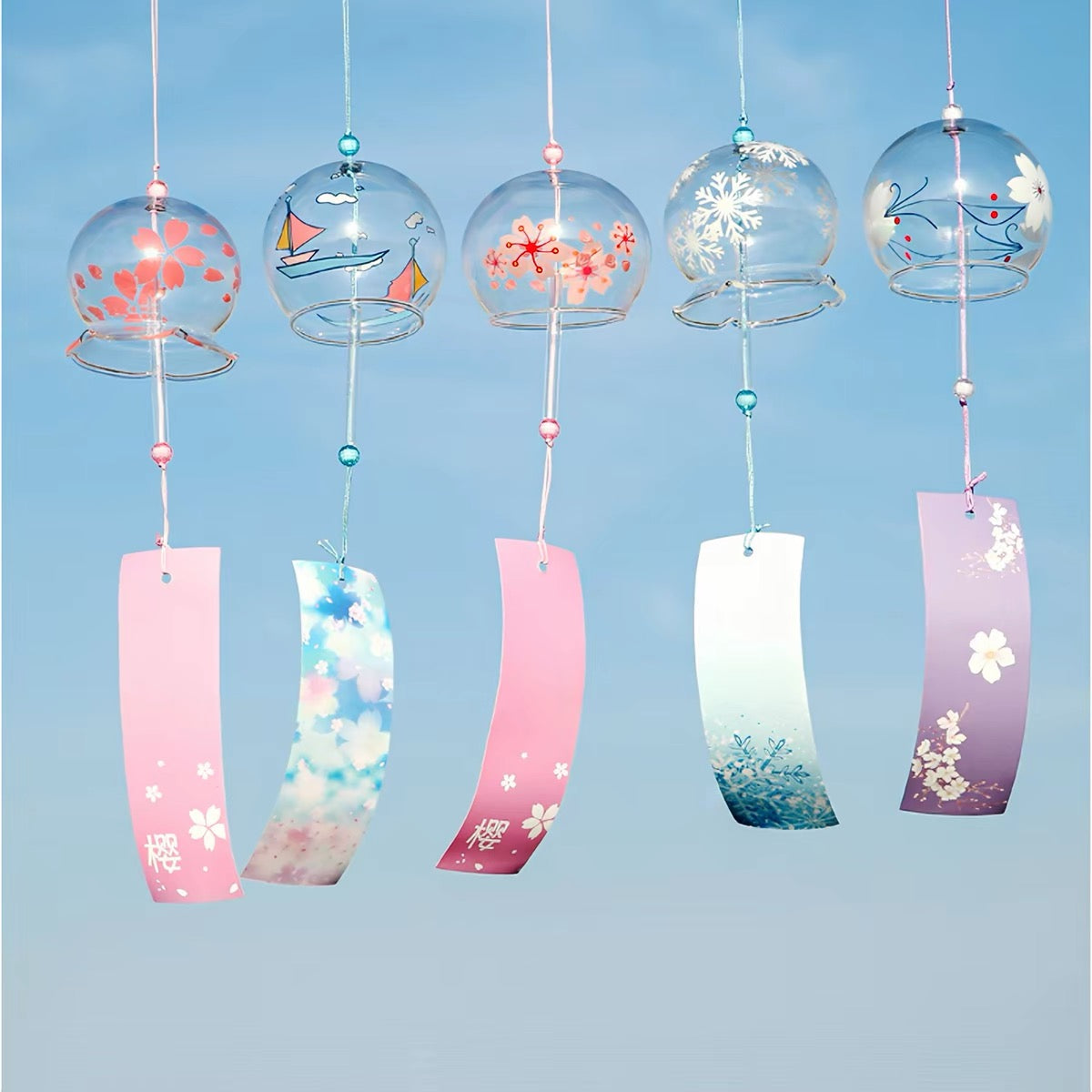 Japanese Sakura Glass Wind Chime Garden Decor