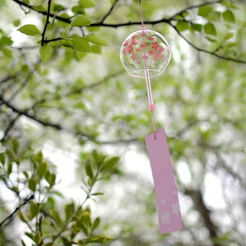 Japanese Sakura Glass Wind Chime Garden Decor