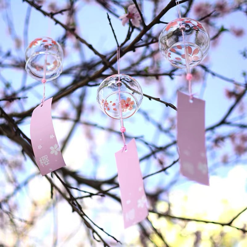 Japanese Sakura Glass Wind Chime Garden Decor