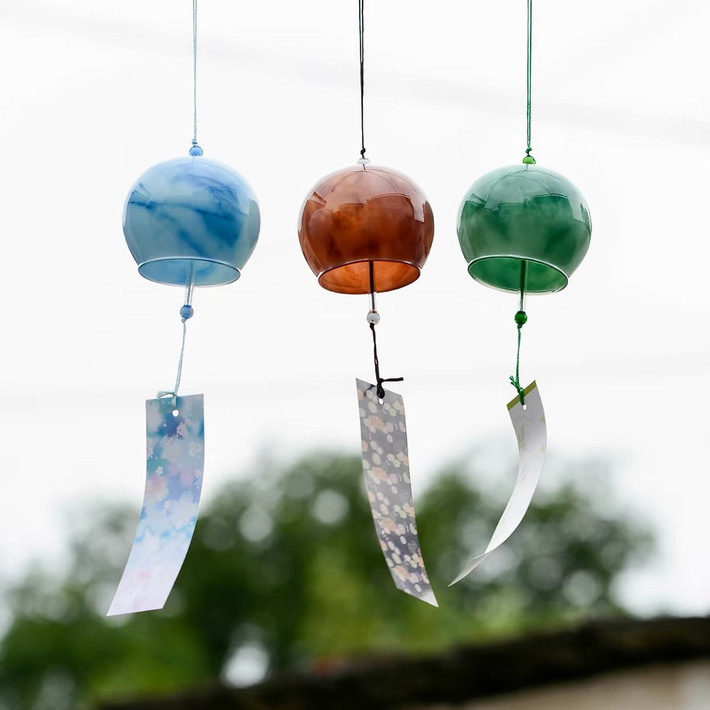 Japanese Marbled Glass Wind Chime Garden Decor