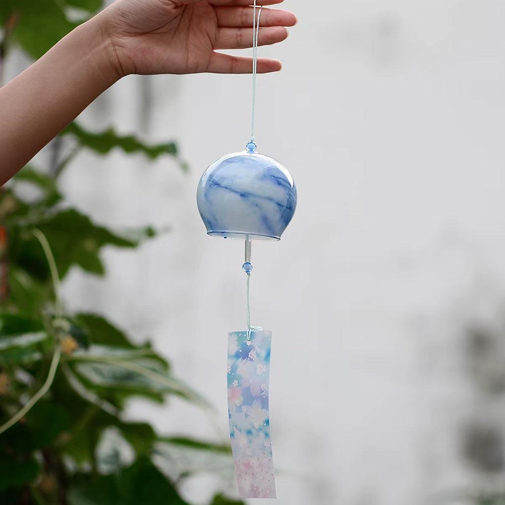 Japanese Marbled Glass Wind Chime Garden Decor