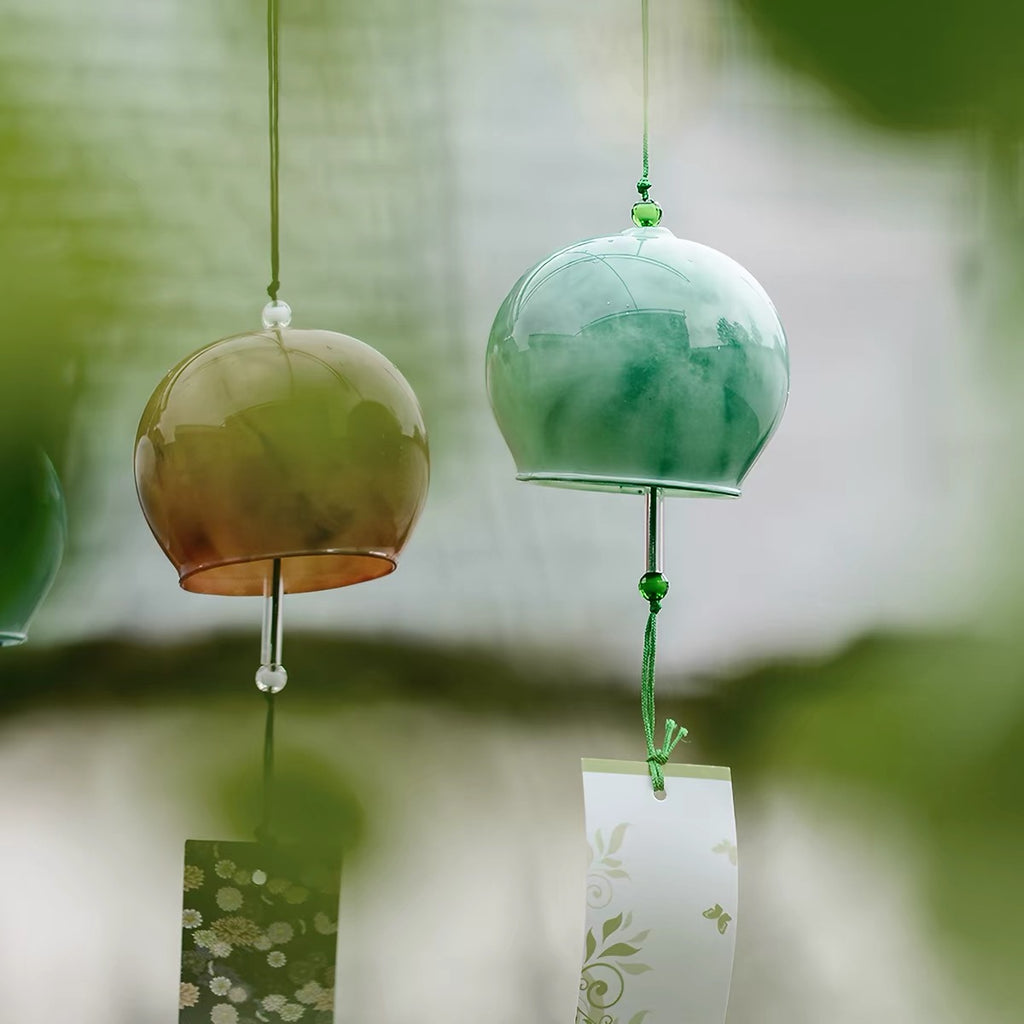 Japanese Marbled Glass Wind Chime Garden Decor