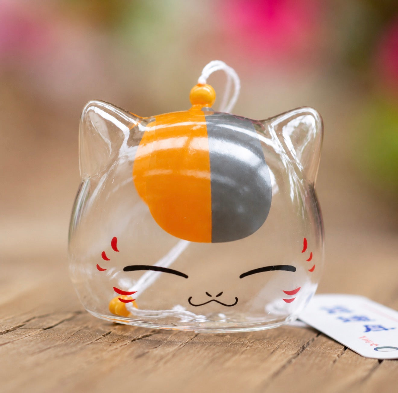 Japanese Handmade Lucky Cat Glass Furin Wind Chime
