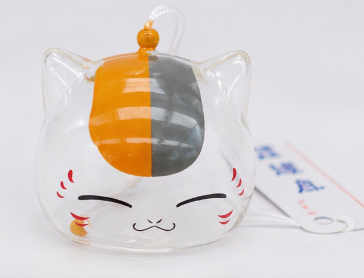 Japanese Handmade Lucky Cat Glass Furin Wind Chime