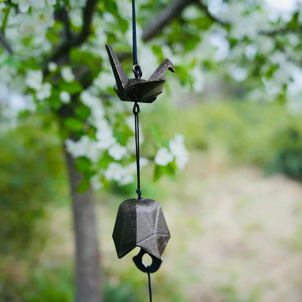 Japanese Edo Crane Cast Iron Wind Chime
