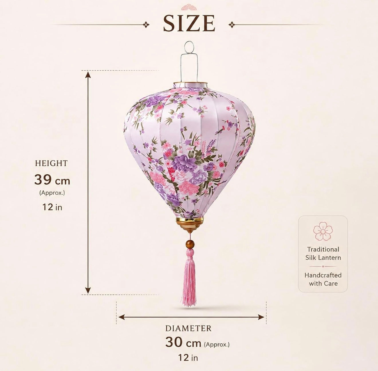 Pink Floral Silk Lantern for Garden, Wedding Home Decor
