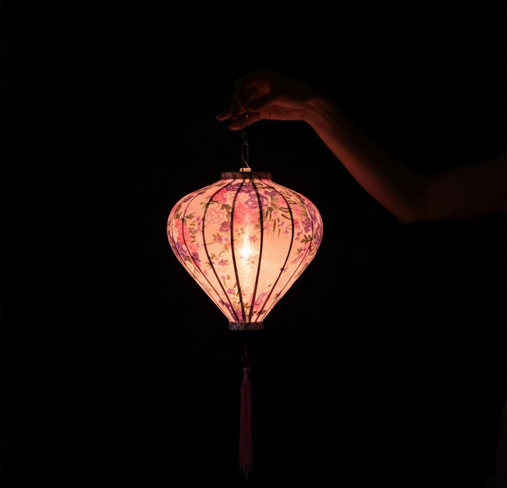 Pink Floral Silk Lantern for Garden, Wedding Home Decor