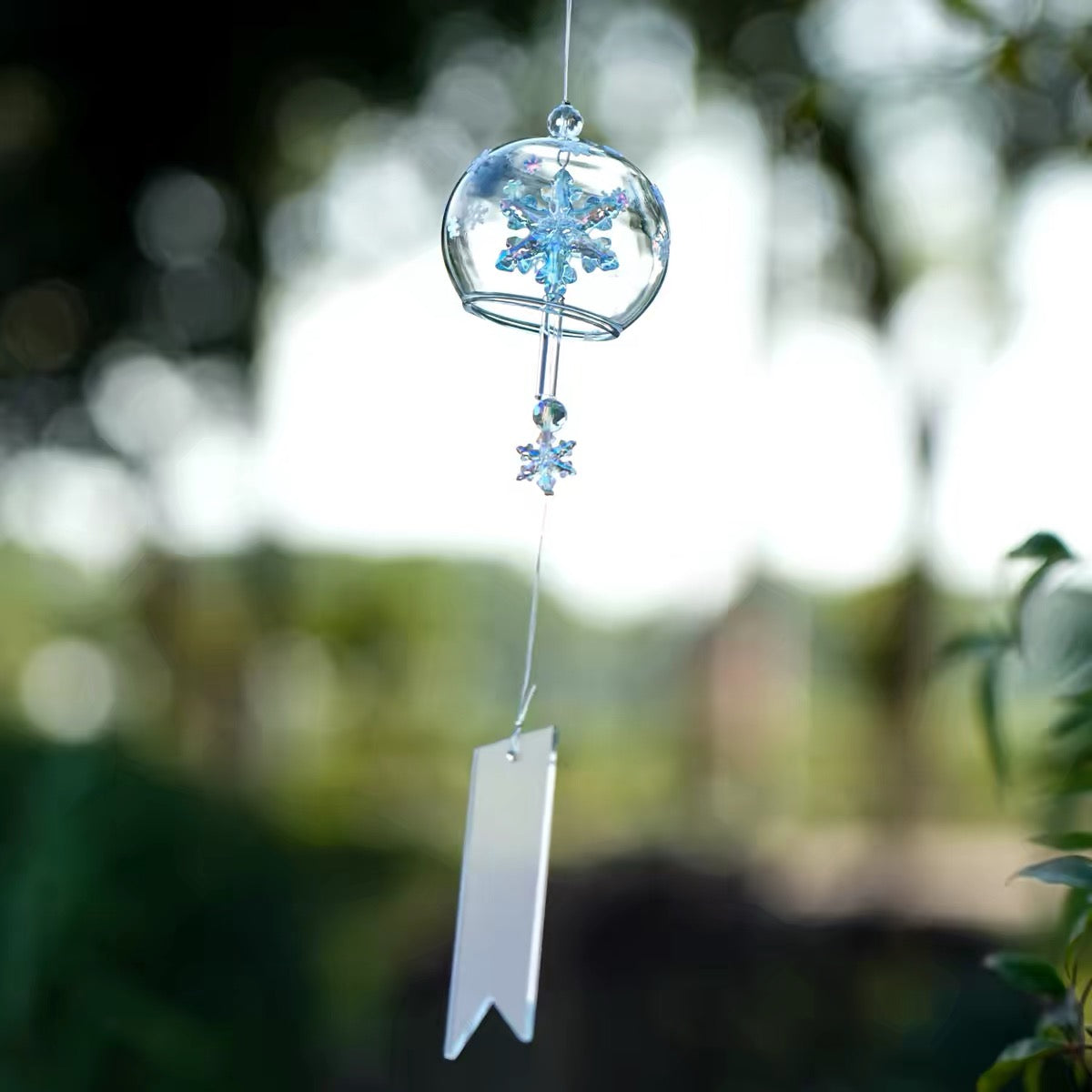 Japanese Snowflake Glass Wind Chime Garden Decor