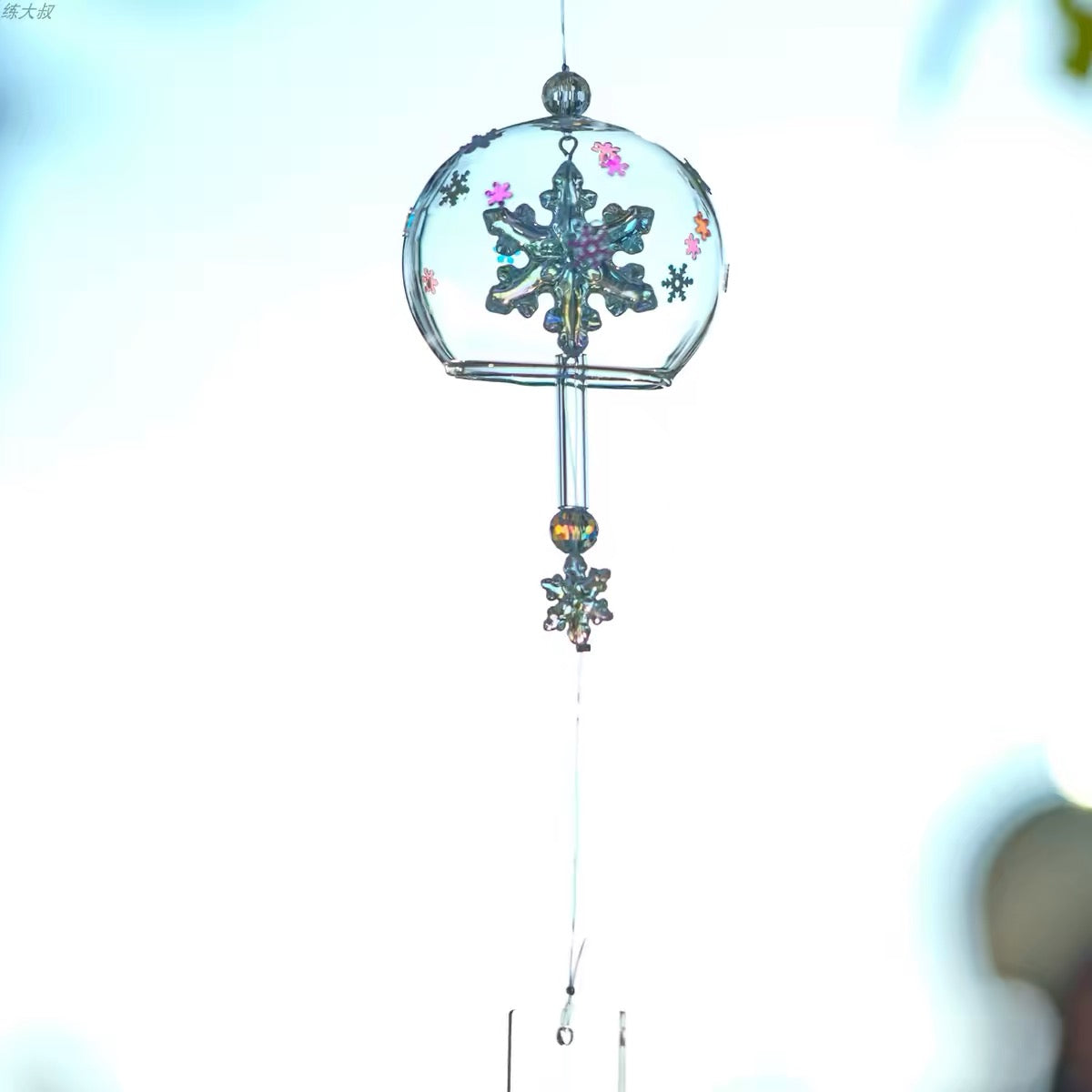Japanese Snowflake Glass Wind Chime Garden Decor