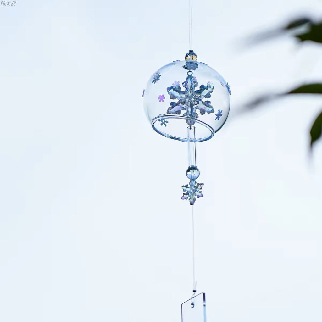 Japanese Snowflake Glass Wind Chime Garden Decor