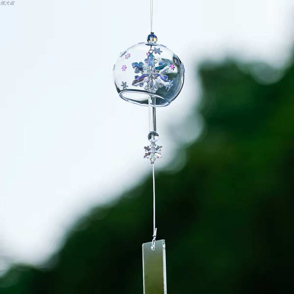 Japanese Snowflake Glass Wind Chime Garden Decor