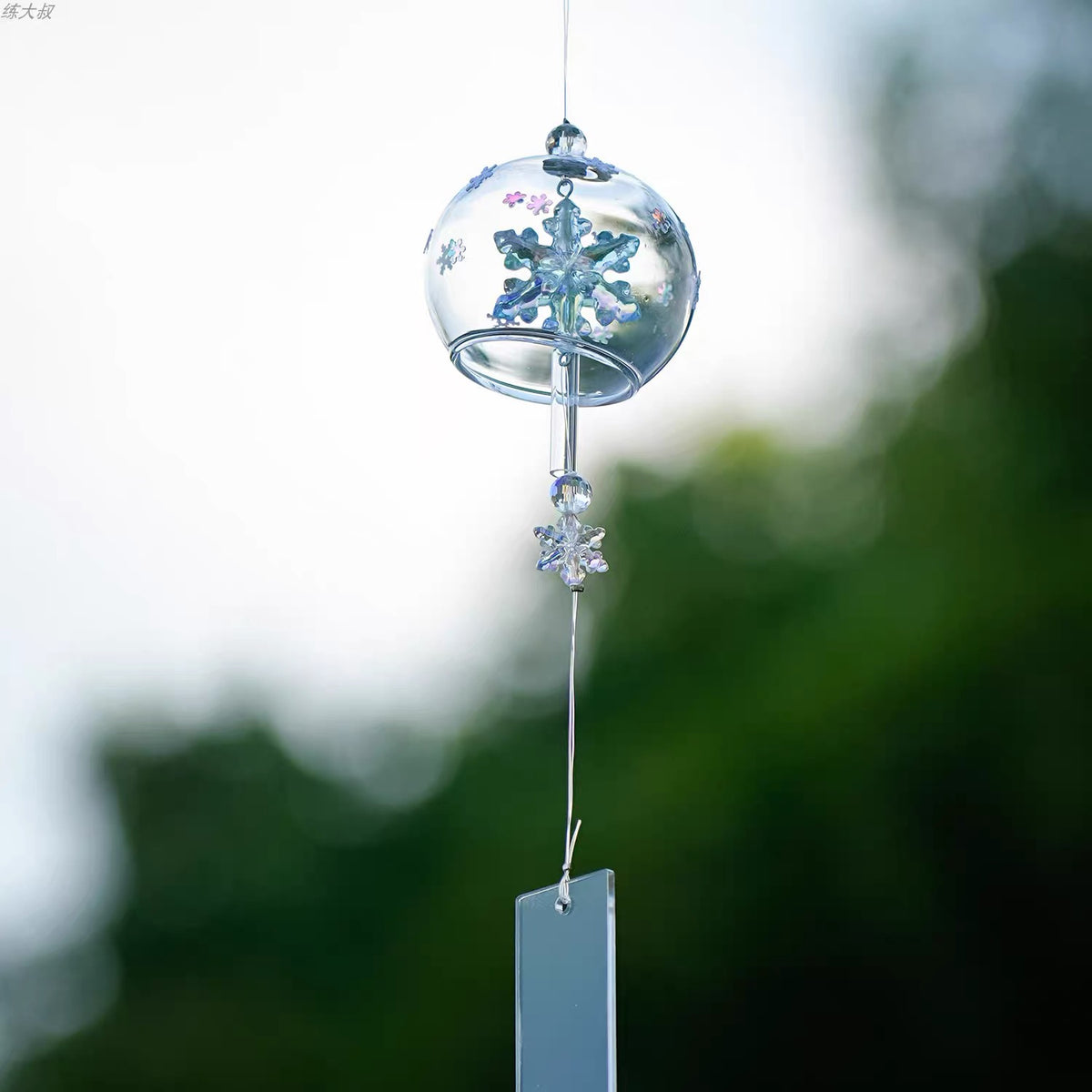 Japanese Snowflake Glass Wind Chime Garden Decor