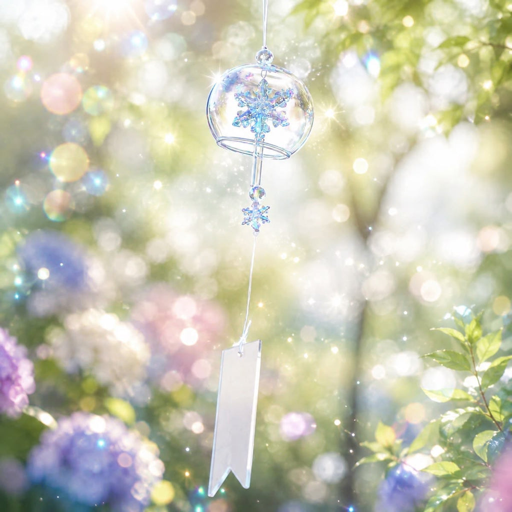 Japanese Snowflake Glass Wind Chime Garden Decor