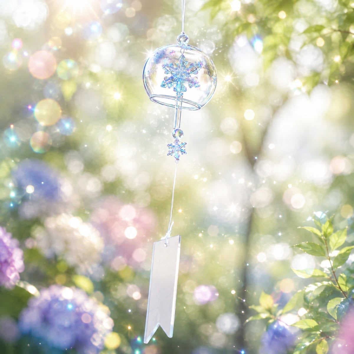 Japanese Snowflake Glass Wind Chime Garden Decor
