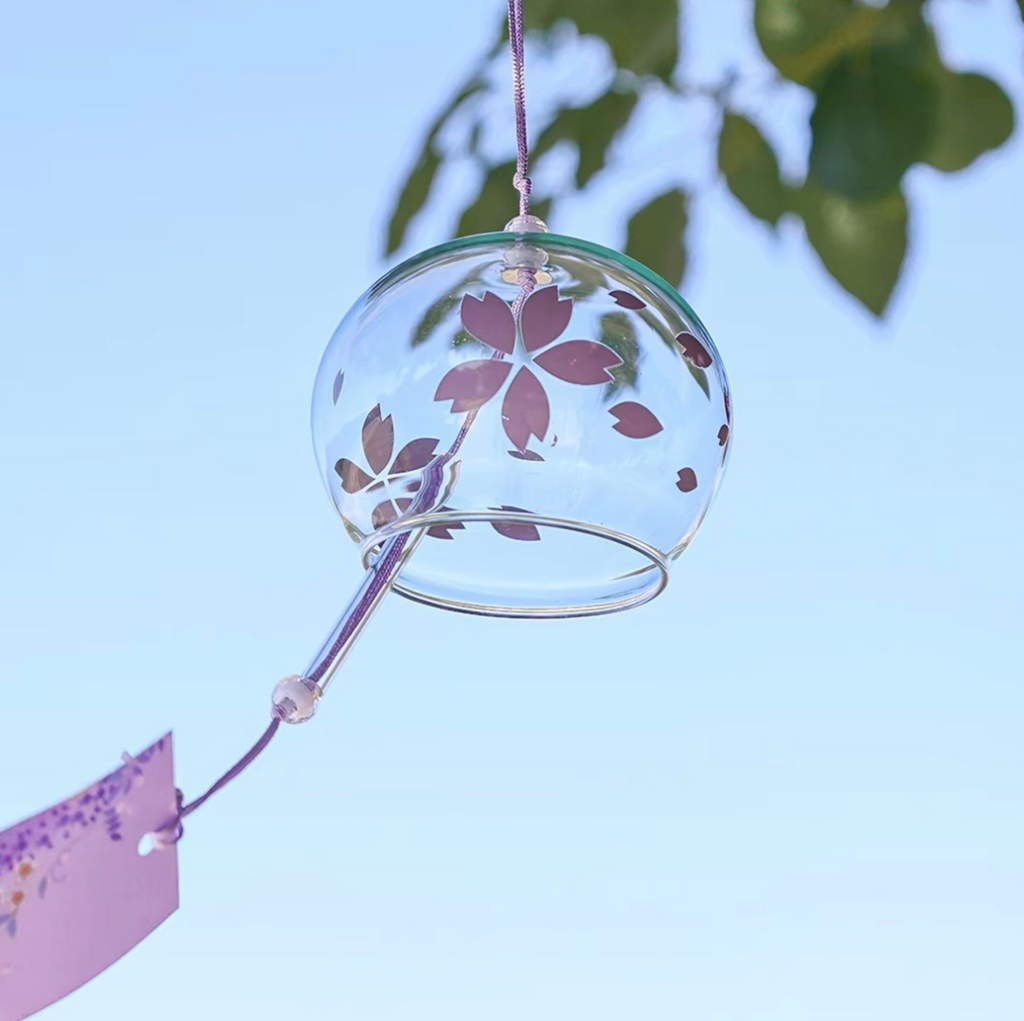 Japanese Sakura Glass Wind Chime Garden Decor