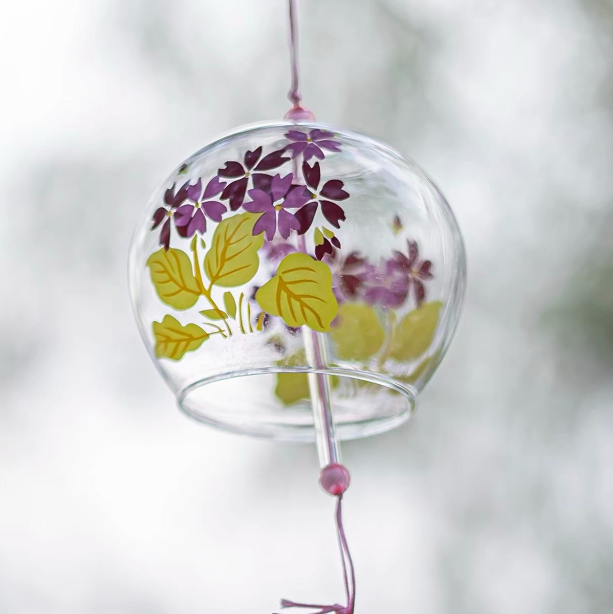 Japanese Sakura Glass Wind Chime Garden Decor