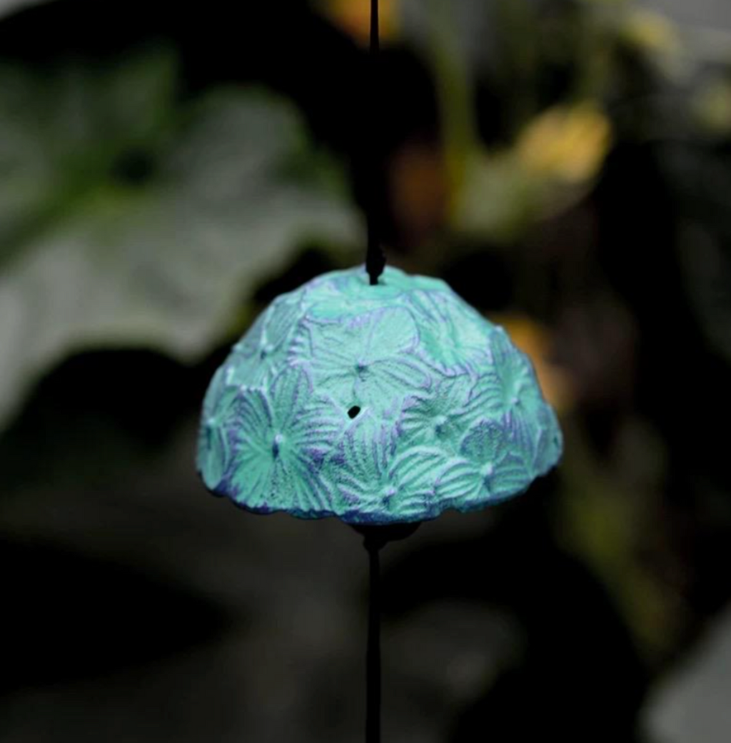 Japanese Hydrangea Glass Wind Chime Garden Decor