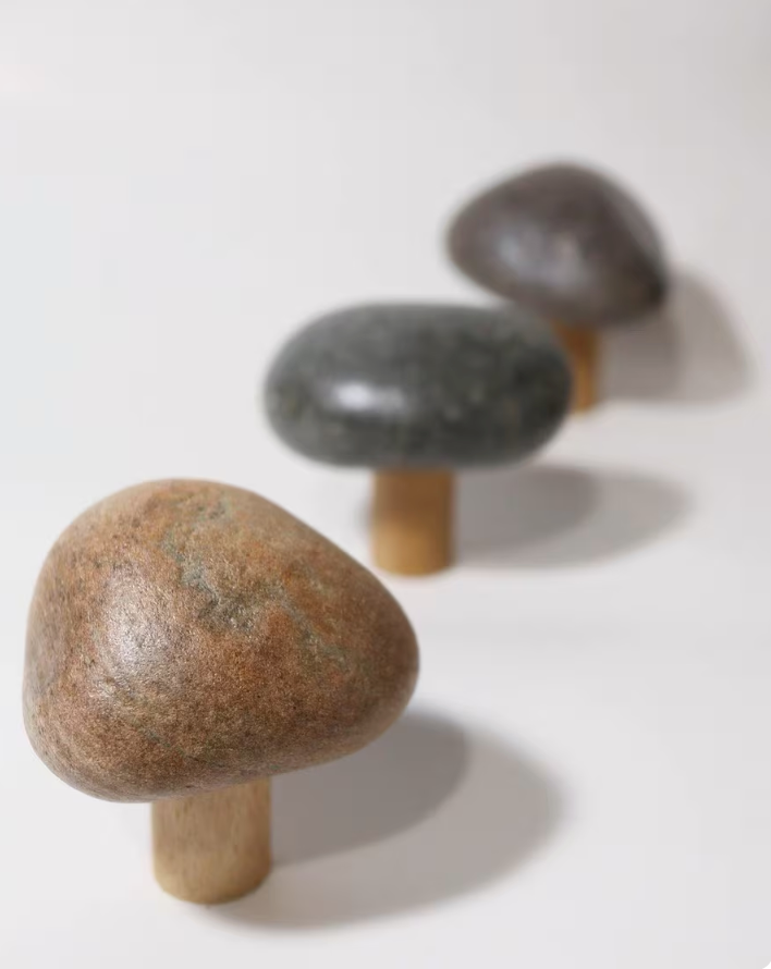 Stone Oak Wood Wall Hook: Wabi-Sabi Cabinet Knob