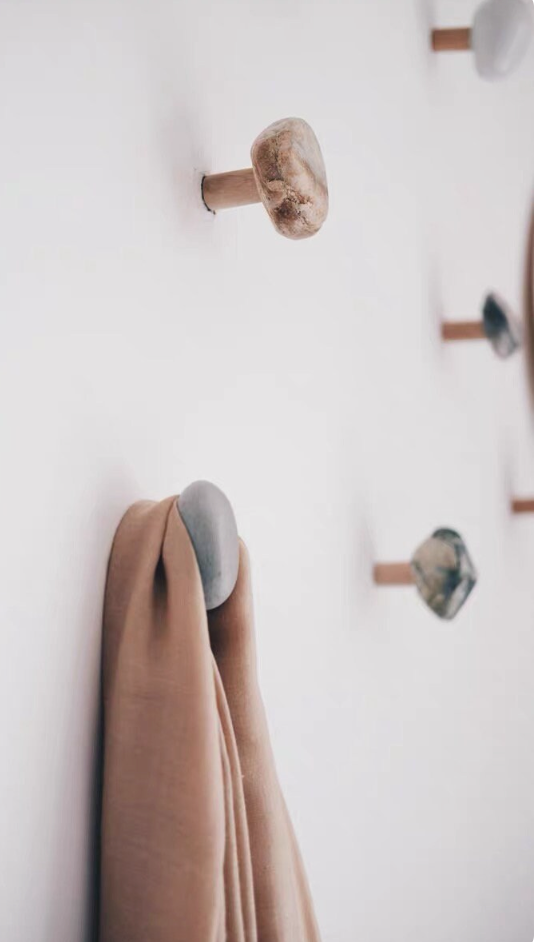 Stone Oak Wood Wall Hook: Wabi-Sabi Cabinet Knob