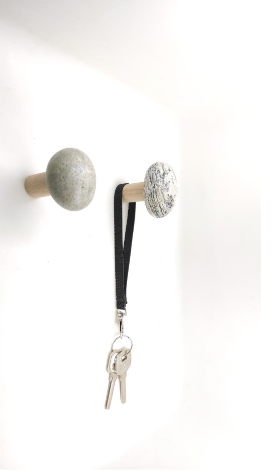 Stone Oak Wood Wall Hook: Wabi-Sabi Cabinet Knob