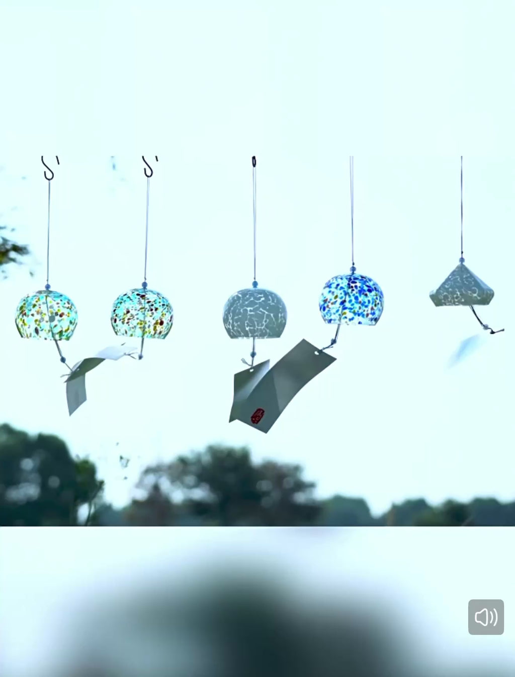 Japanese Mosaic Thick Glass Furin Wind Chime