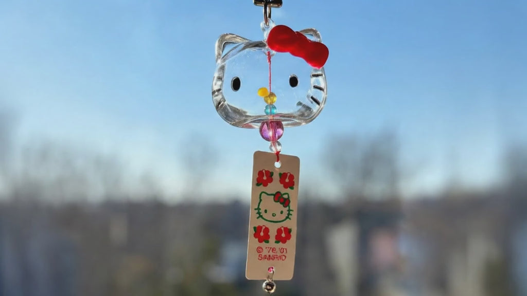 Japanese Kawaii Cat Mini Glass Wind Chime Car Hanging Ornament